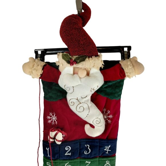 Santa Advent Calendar 28 inch Stocking With Pockets And Snowman Appliqué - Picture 2 of 6
